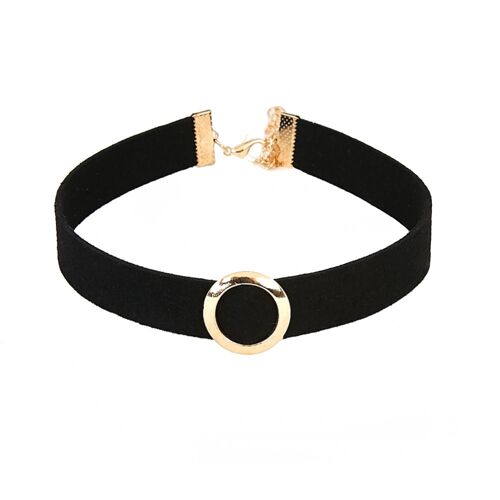 Suede Choker with Metal Circle
