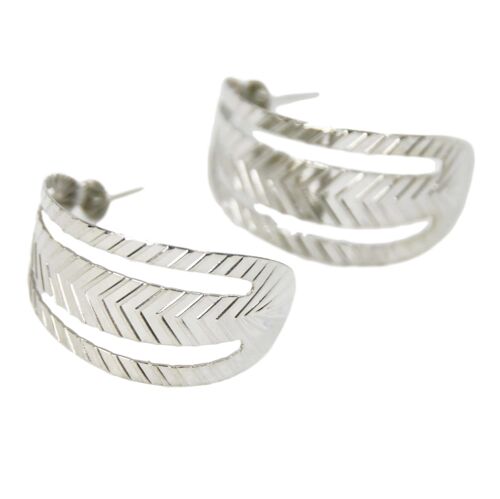 Silver Cutout Hoop Earrings