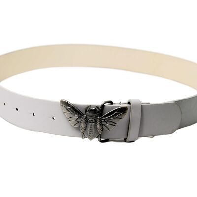Grey Faux Leather Insect Belt