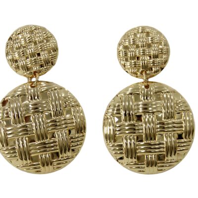 Gold Woven Cut Shape Earrings