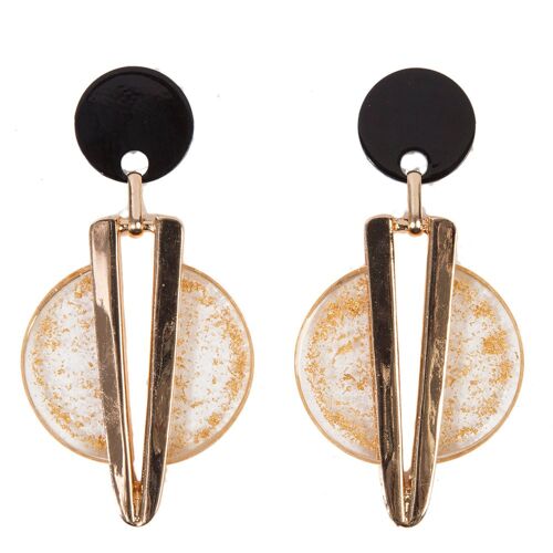 Gold Circular & V Shaped Earrings & Decorative Flakes