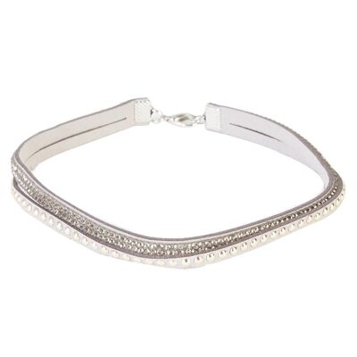 Grey Suede Choker with Diamante and Studs