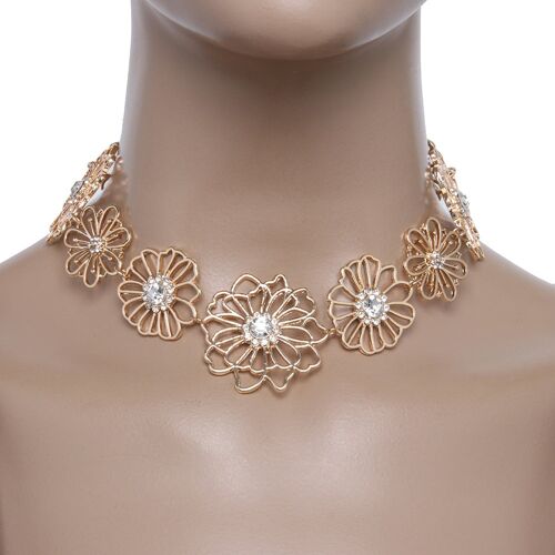 Flower diamante choker