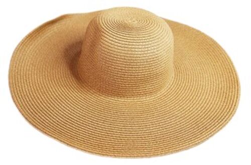 Tan 14cm Straw Oversize Hat - ONE SIZE - TAN - POLYESTER