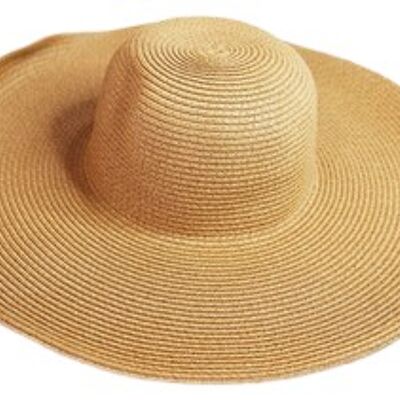 Tan 14cm Straw Oversize Hat - ONE SIZE - TAN - POLYESTER