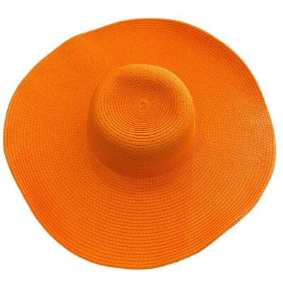 Tan 14cm Straw Oversize Hat - ORANGE - Default - Default