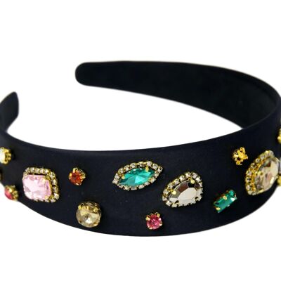 Black Multi Stone Embellished Headband