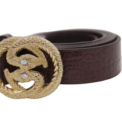 Brown Double Snake Buckle Belt