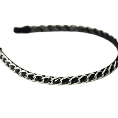 Chain and Crystal Headband - ONE SIZE - Silver - POLYESTER