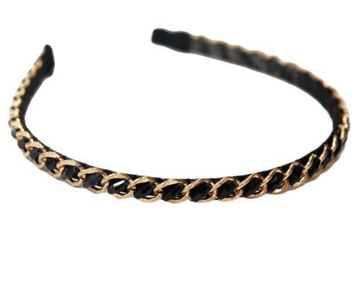 Chain and Crystal Headband - GOLD/BLACK - Default - Default