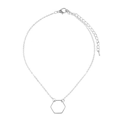 Thin Metal Chain Choker with Hexagon Detail