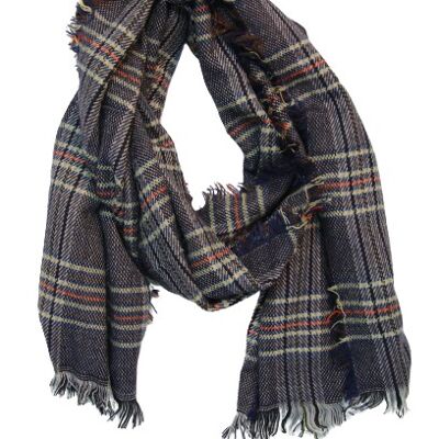 Navy Check Scarf