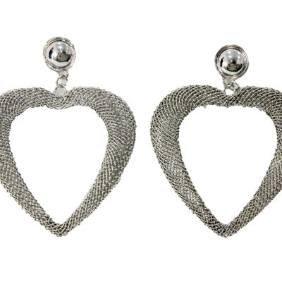 Silver Mesh Heart Earrings