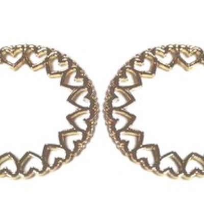 Gold Heart Circle Earrings