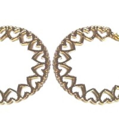 Gold Heart Circle Earrings