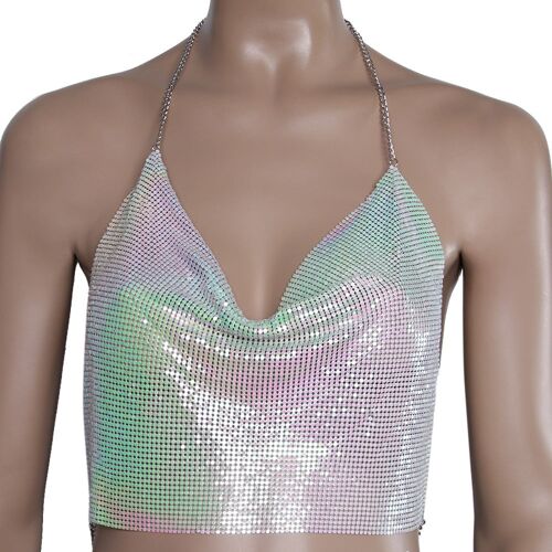 Holographic Metal Chainmail Top