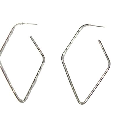 Silver Diamond Geo Shape Earrings