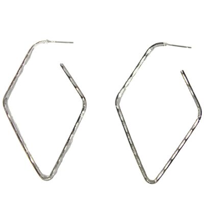 Silver Diamond Geo Shape Earrings