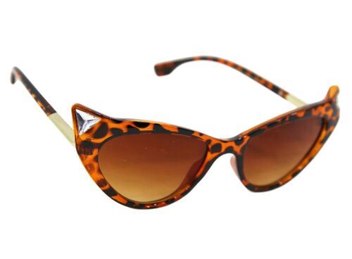 Leopard Cat Eye Sunglasses With Stone Detail