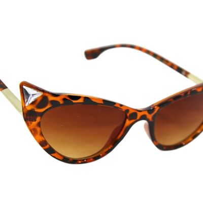 Leopard Cat Eye Sunglasses With Stone Detail