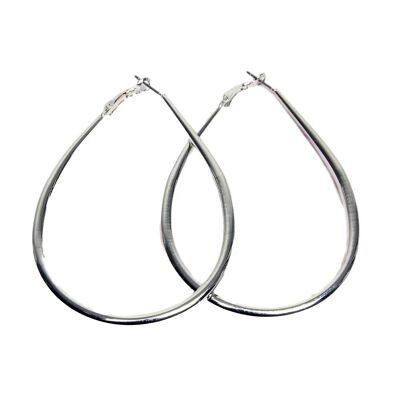 Silver Tear Drop Hoop Earrings