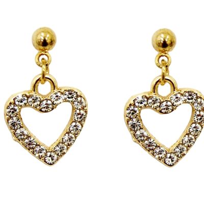 Gold Heart Diamond Stone Small Earrings