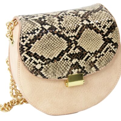 Nude Chain Strap Snake Bag