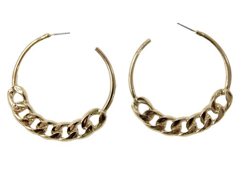 Gold Chunky Chain Hoop Earrings