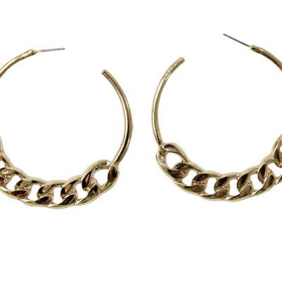 Gold Chunky Chain Hoop Earrings