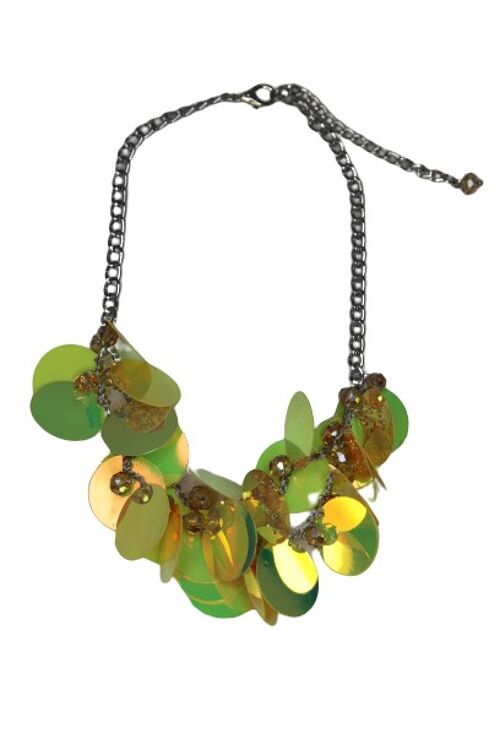 Yellow Sequin Disc Necklace