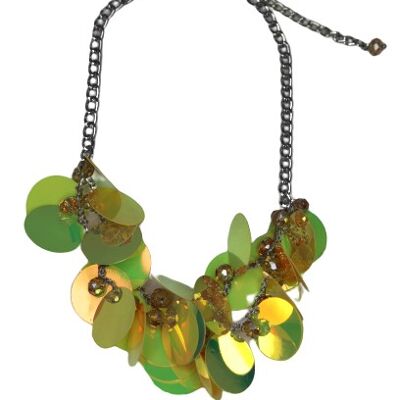 Yellow Sequin Disc Necklace