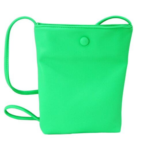 Pu Neon Green Crossbody Bag With Button