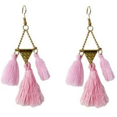Pink Triangle Tassel Earrings
