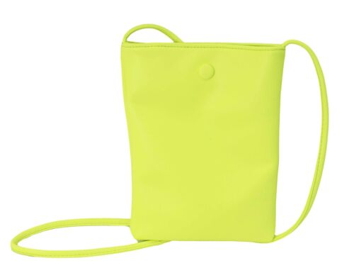 Neon Yellow Crossbody Bag With Button