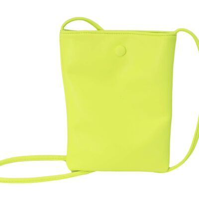 Neon Yellow Crossbody Bag With Button
