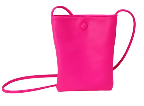 Neon Pink Crossbody Bag With Button