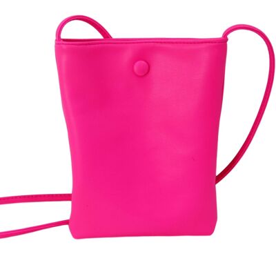Neon Pink Crossbody Bag With Button