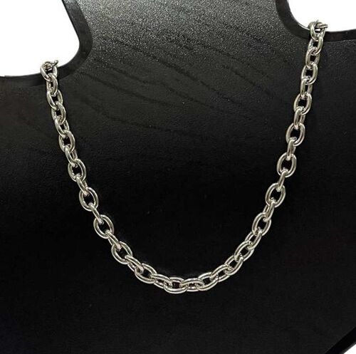 Silver Textured Chain Link Necklace