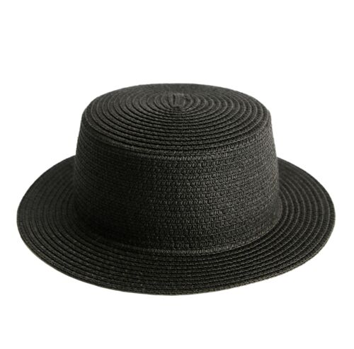 Black Small Brim Straw Boater Hat