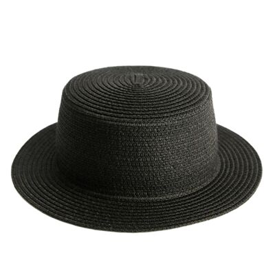 Black Small Brim Straw Boater Hat