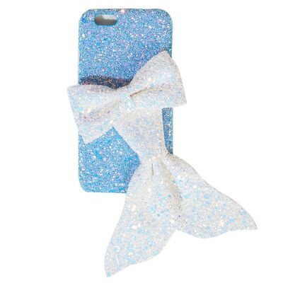 Blue Glitter Phone Case with Mermaid Bow