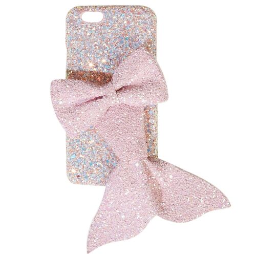 Pink Glitter Phone Case with Mermaid Bow