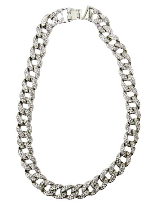 Silver Diamante Chain Link Necklace
