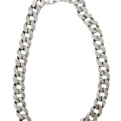 Silver Diamante Chain Link Necklace