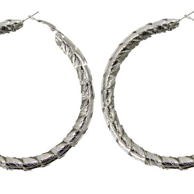 Silver Leaf Hoop Earrings