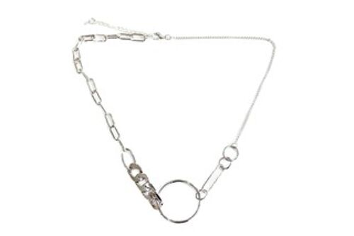 Silver Circle Link Chain Necklace