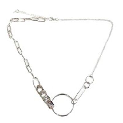 Silver Circle Link Chain Necklace