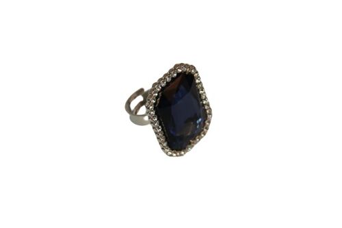 Navy Octagon Stone Diamante Ring