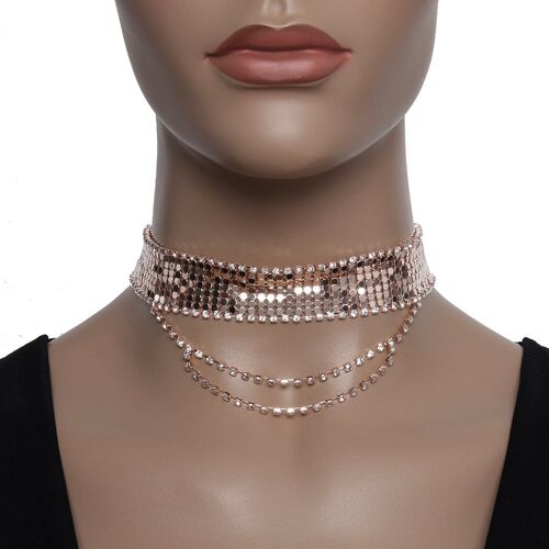 Diamante drop chainmail choker