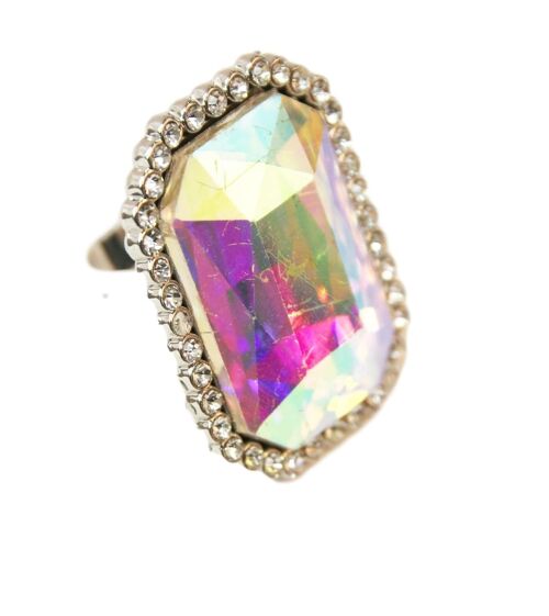 Holo Octagon Stone Diamante Ring